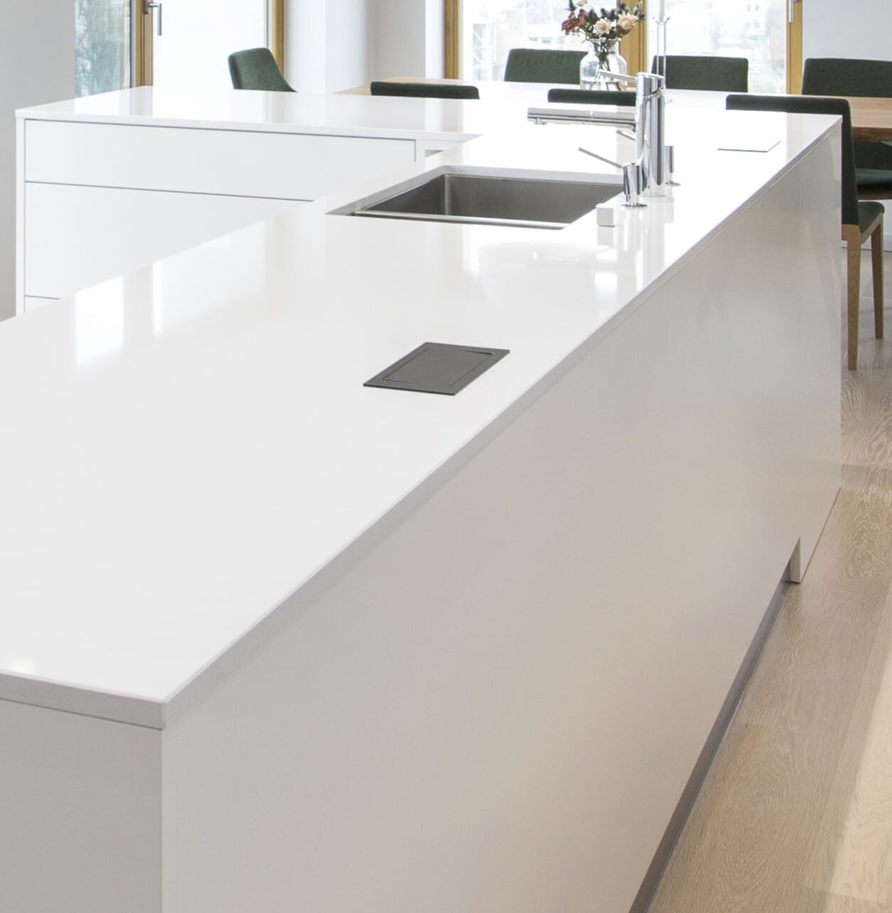 Technistone Crystal Absolute White quartz custom surfaces