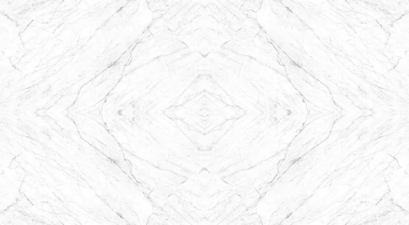 Statuarietto marble slab with symmetrical diamond pattern showcasing intricate veining.