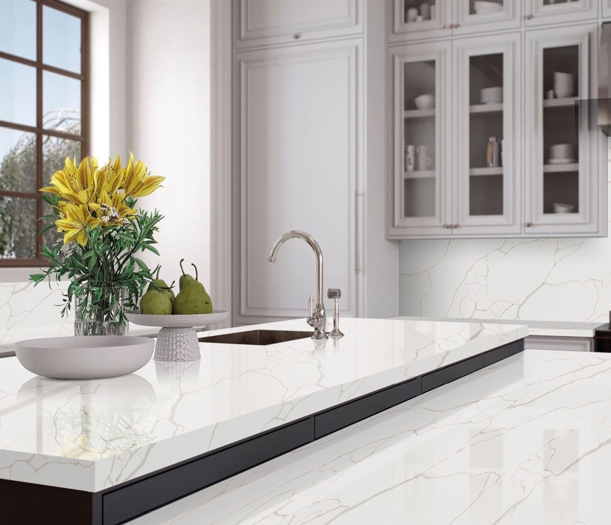 Avant Quartz 7404 Calacatta Venato countertop in a modern kitchen.