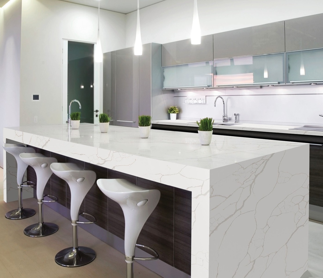Avant Quartz 7404 Calacatta Venato countertop in a modern kitchen